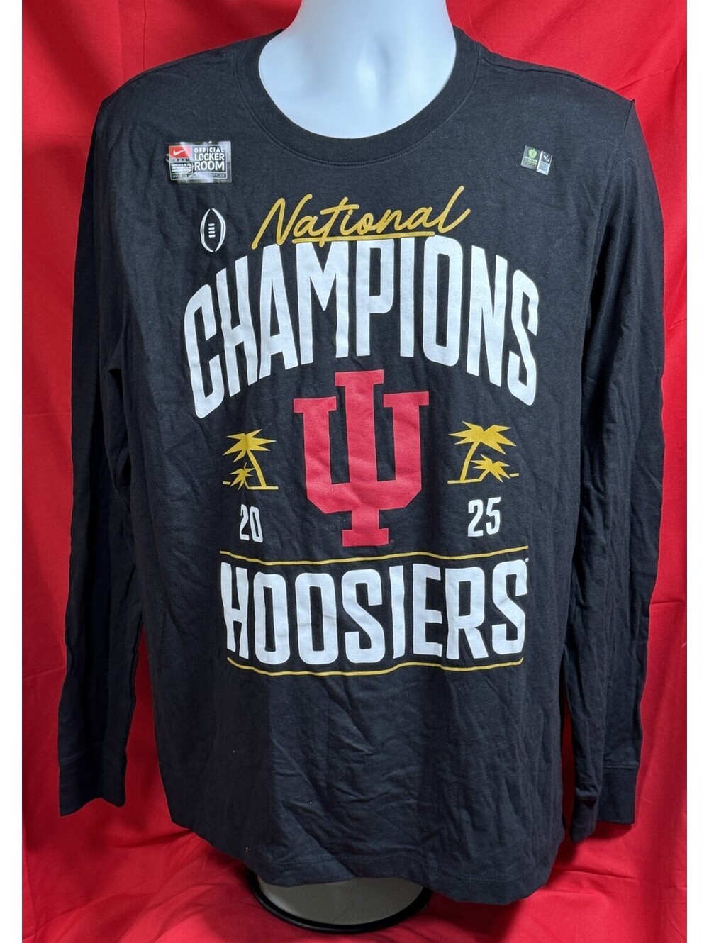 Nike Indiana Hoosiers 2025 National Champions Long Sleeve T Shirt Mens L NEW